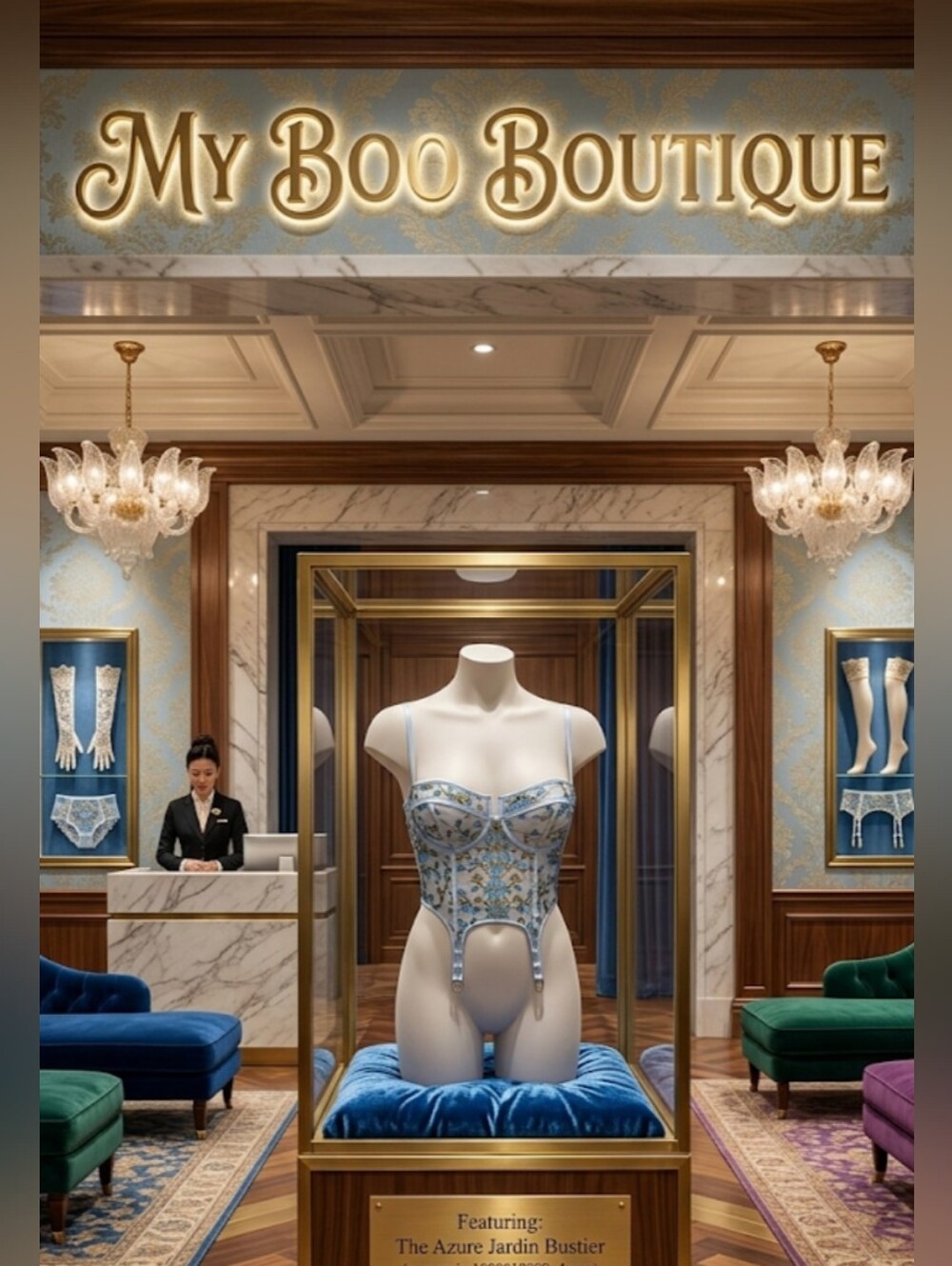 My Boo Bustier:Romantic Floral Embroidery & Gold Hardware
